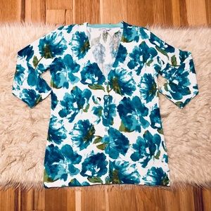 Isaac Mizrahi Peony Floral Boyfriend Cardigan